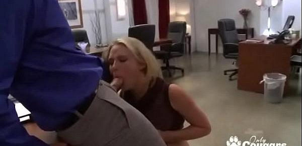  MILF Natalie Norton Down On Her Knees Sucking Some Office Cock
